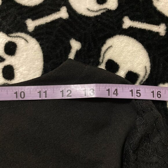 EMILY JOHN Black scoop neck shirt with mesh and lace sleeves ~ MEDIUM LARGE top - Picture 12 of 14